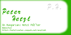 peter hetzl business card